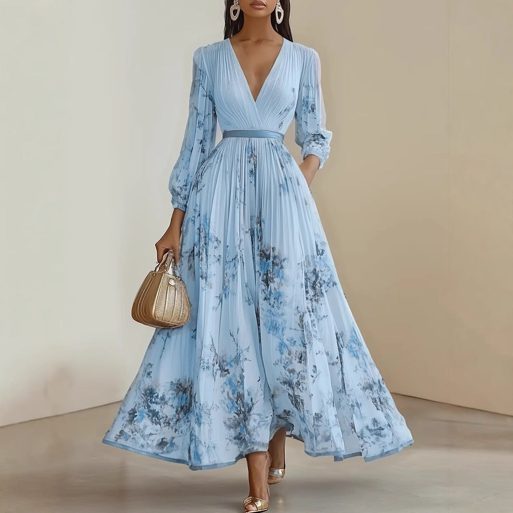 Long sleeved V-neck dress 