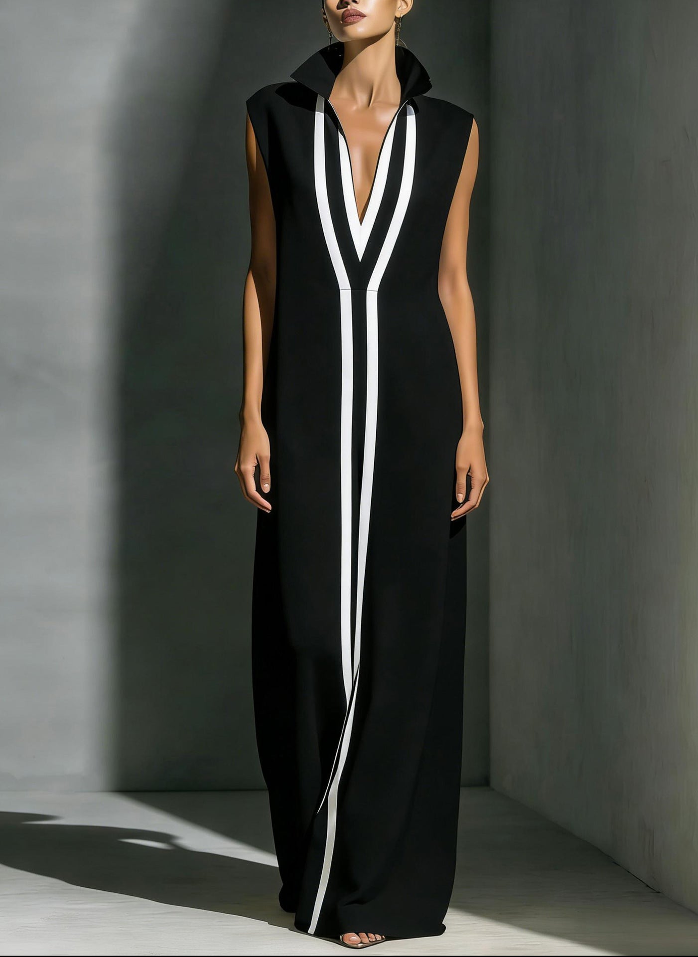 V-neck contrasting dress 