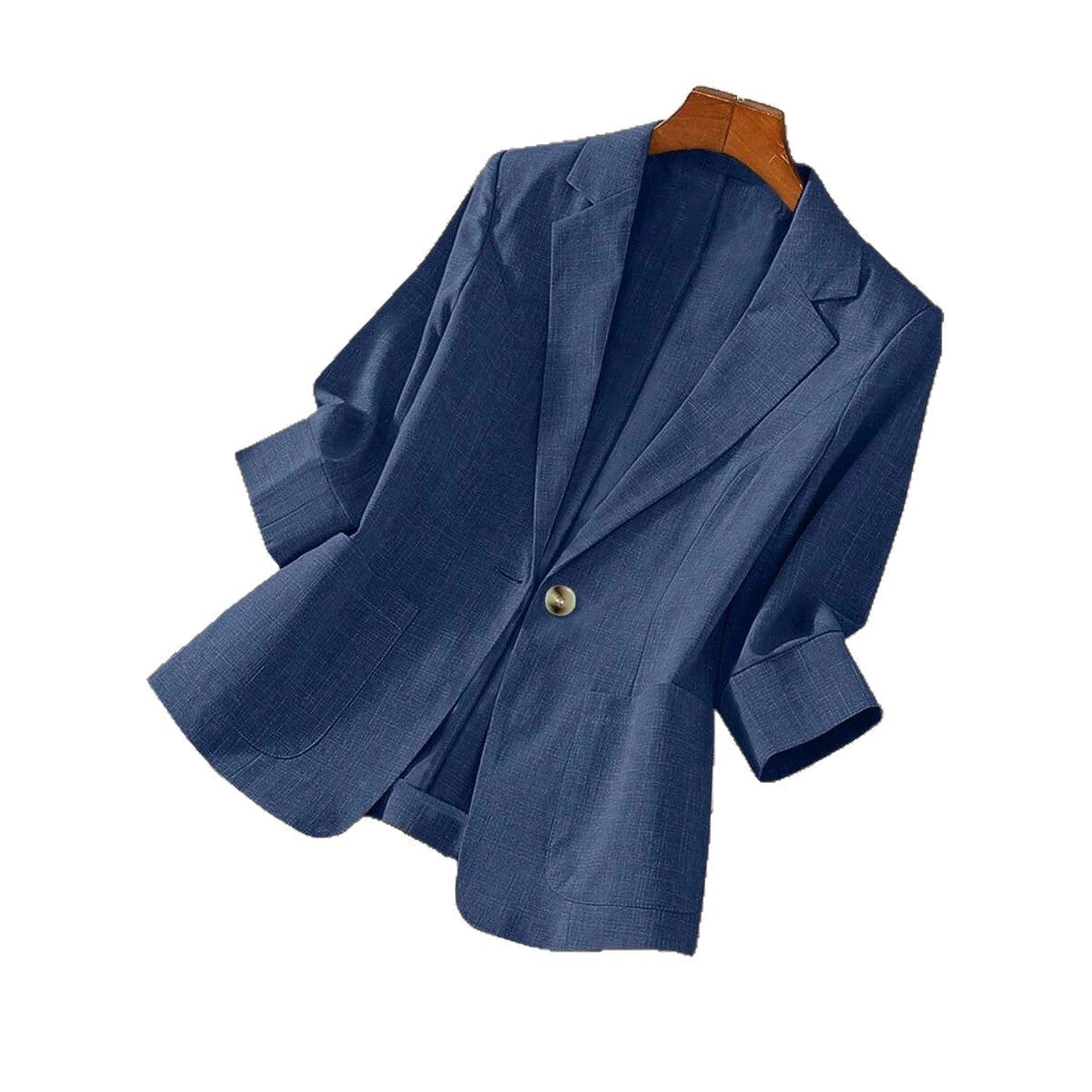 Solid color pocket small suit jacket women's button up top 