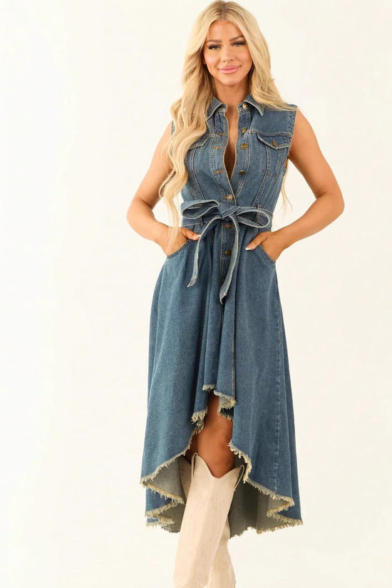 Cowboy dress, fashionable sleeveless, irregular personality 