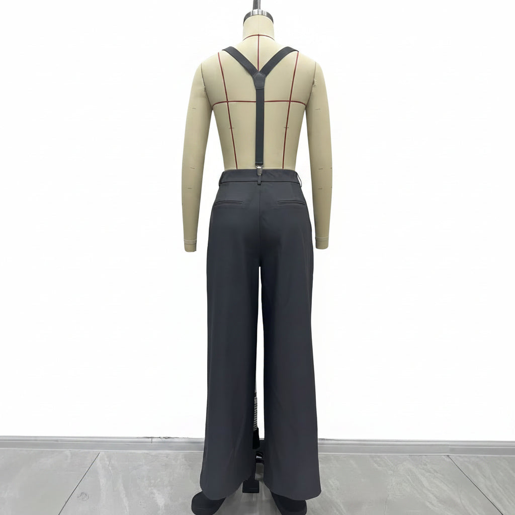 Women's adjustable detachable shoulder strap pocket pants 