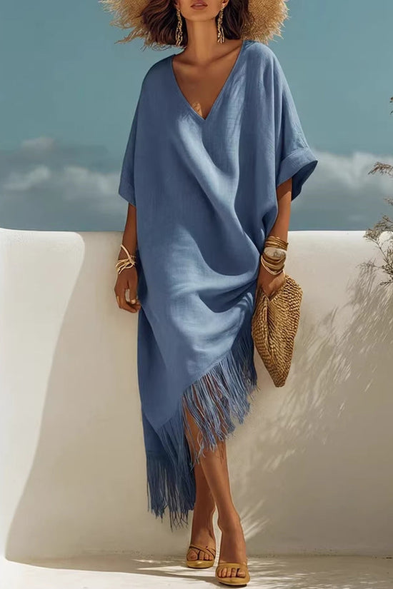 New Casual Beach Travel TK Comfortable Fringe V-neck Sexy Atmosphere Dress 
