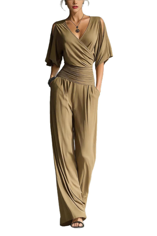 V-neck slim fit jumpsuit for women