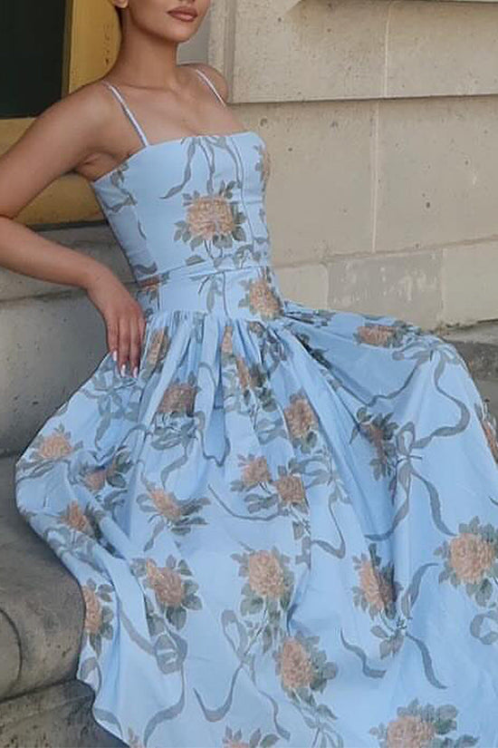 Sexy Printed Strapless Dress Summer Fitted Backless Long Dress Elegant High-End Style Beautiful Summer Dress 