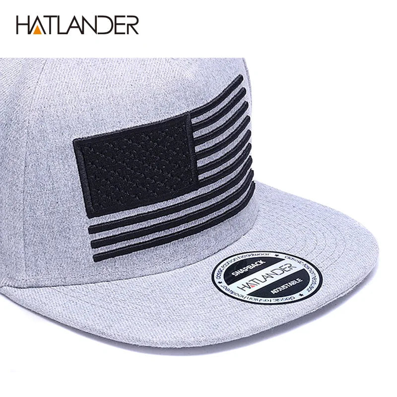 Raised Flag Embroidery Snapback Cap FitiqueFit
