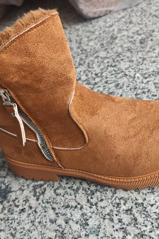 Women’s Velvet Lined Cotton Snow Boots — Plus Size Winter Warm Boots - FitiqueFit