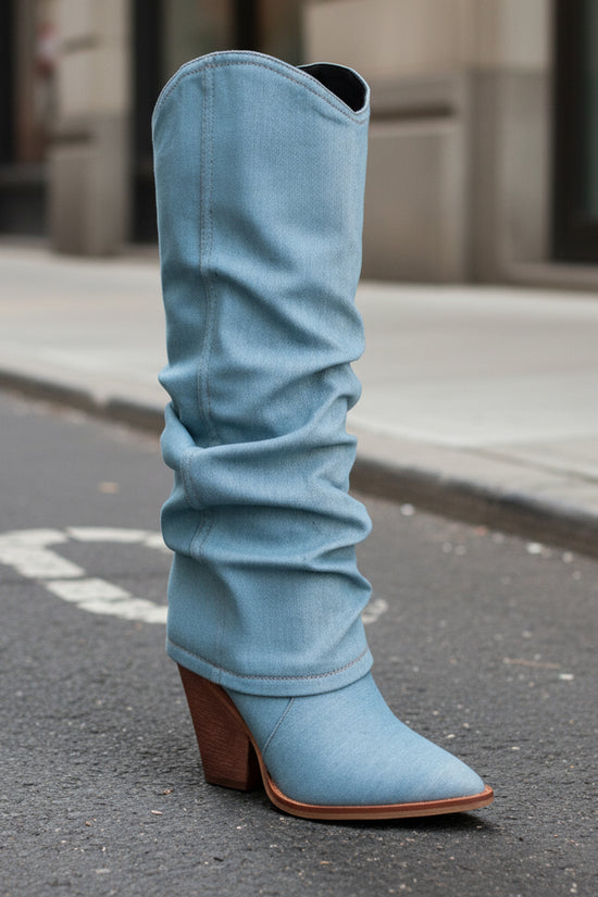 Chunky Heel High Heel Vintage Pointed Toe High Tube Pants Boots CJ