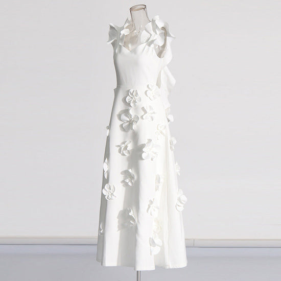 High-grade Stitching Three-dimensional Flower Sling Dress CJ