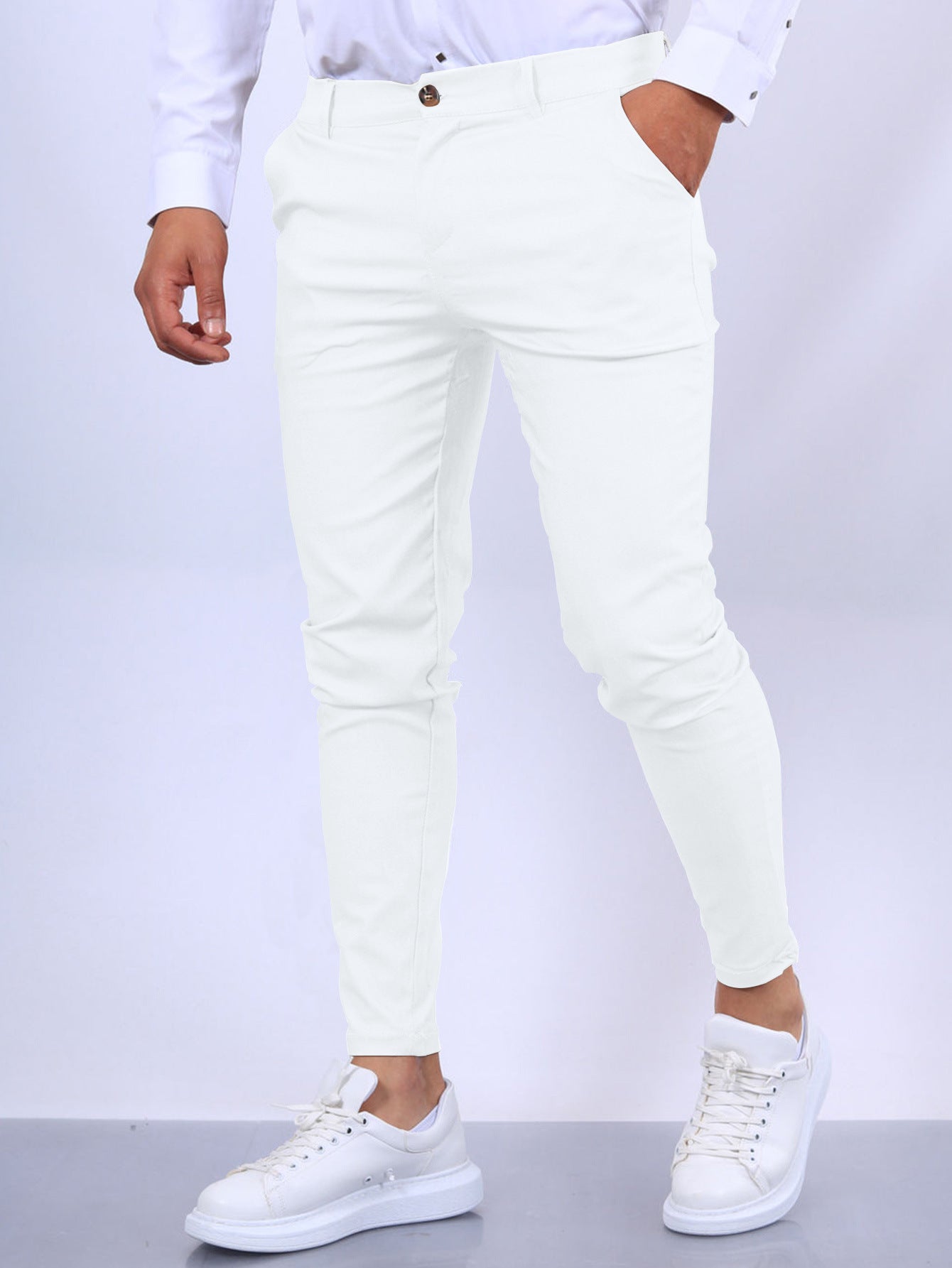 👔 Men's Slim Fit Button Trousers – Versatile Office & Casual Wear FitiqueFit