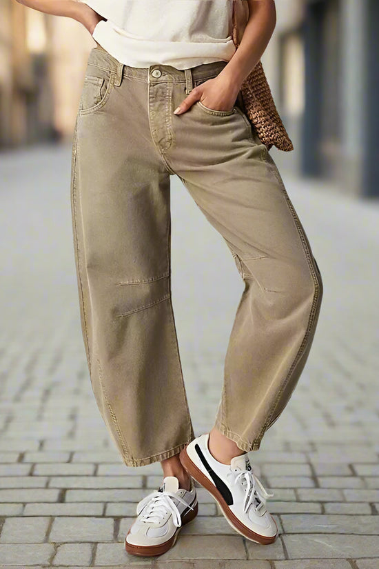 High Stretch Mid-Rise  Jeans Fashion Wide Leg Shape Women Casual Baggy Mid Waist Denim Jeans FitiqueFit