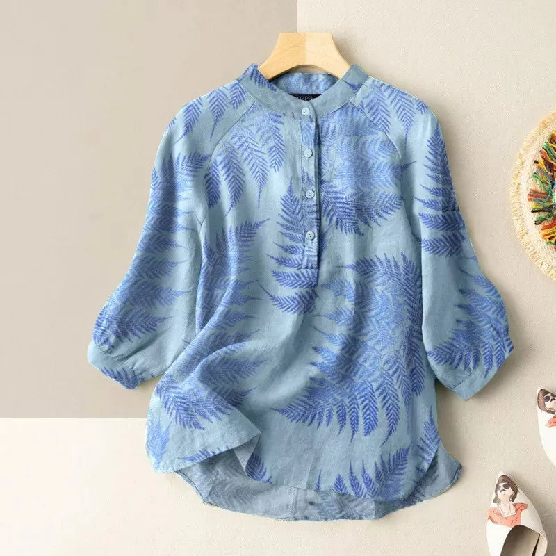 Vintage Cotton-Linen Button Down Blouse FitiqueFit