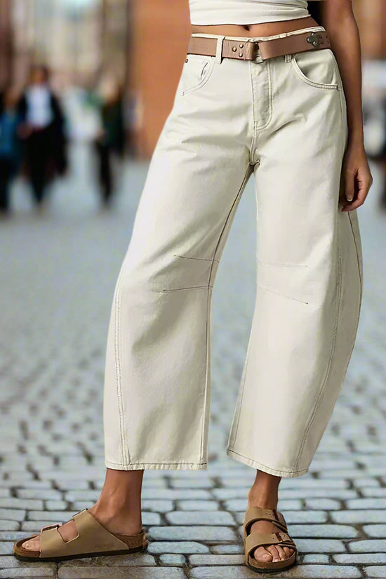 High Stretch Mid-Rise  Jeans Fashion Wide Leg Shape Women Casual Baggy Mid Waist Denim Jeans FitiqueFit