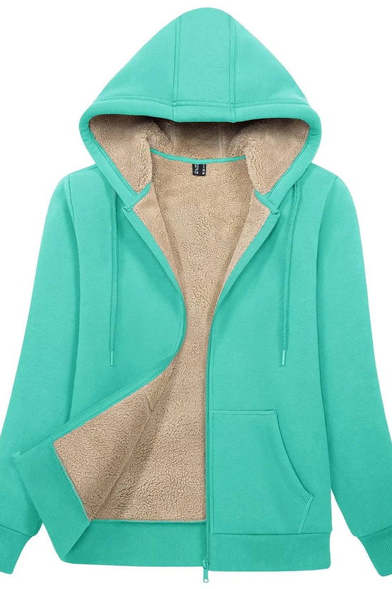 MAGCOMSEN Womens Sherpa Lined Fleece Jacket Zip Up Casual Hoodie Winter Warm Thicken Jackets 