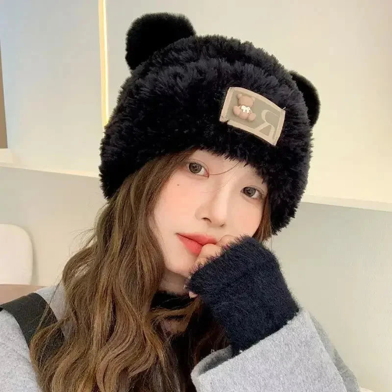 Letter Bear Ears KnittedCute Woolen Hat Beanie Hat Cat Ears Beanie All-match Skull Lovely Cap Winter/Autumn Cute Popular Hat FitiqueFit
