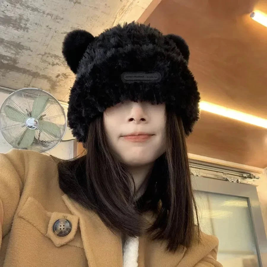 Letter Bear Ears KnittedCute Woolen Hat Beanie Hat Cat Ears Beanie All-match Skull Lovely Cap Winter/Autumn Cute Popular Hat FitiqueFit