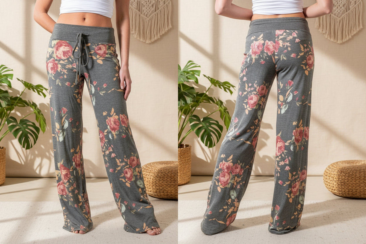 S-8XL Fashion Women Casual Loose Stretch Printing Long Wide Leg Yoga Pants Drawstring  Lounge Pants Pajama Pants FitiqueFit