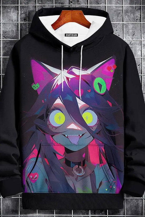 🧥 Oversized Anime Graphic Hoodie FitiqueFit