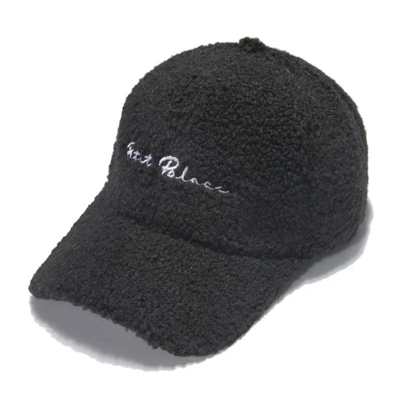 New Lamb Wool Hat for Women Autumn and Winter Korean Style Warm Sun Hat Plush Baseball Cap Winter Baseball Cap FitiqueFit