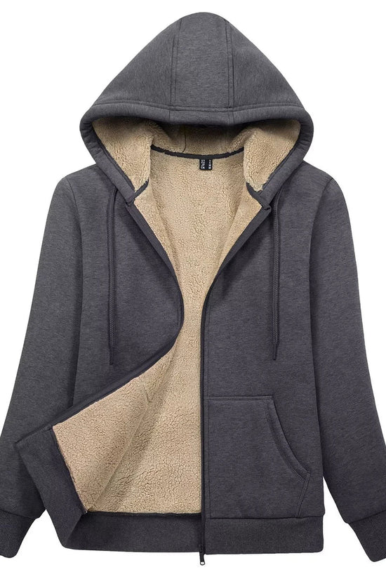 MAGCOMSEN Womens Sherpa Lined Fleece Jacket Zip Up Casual Hoodie Winter Warm Thicken Jackets 