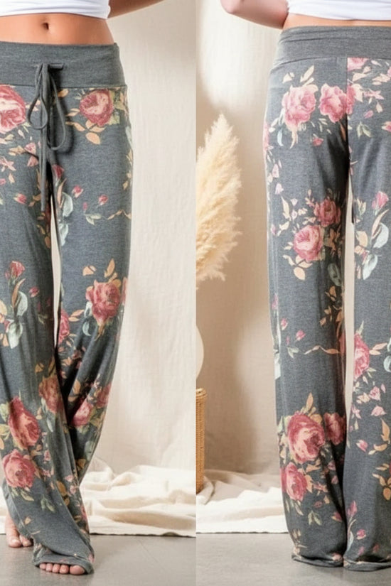 S-8XL Fashion Women Casual Loose Stretch Printing Long Wide Leg Yoga Pants Drawstring  Lounge Pants Pajama Pants FitiqueFit