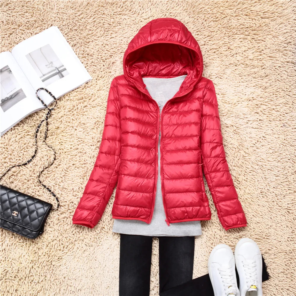Women Puffer Jacket Lightweight Packable Hooded Down Coats | Diversi