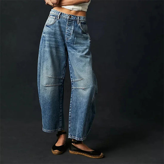 High Stretch Mid-Rise  Jeans Fashion Wide Leg Shape Women Casual Baggy Mid Waist Denim Jeans FitiqueFit