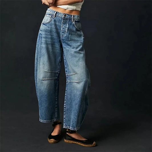 High Stretch Mid-Rise  Jeans Fashion Wide Leg Shape Women Casual Baggy Mid Waist Denim Jeans FitiqueFit