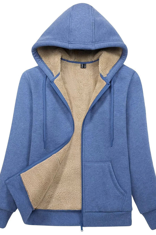 MAGCOMSEN Womens Sherpa Lined Fleece Jacket Zip Up Casual Hoodie Winter Warm Thicken Jackets 