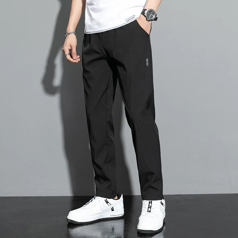 Men's Casual Pants Stretch Slim Fit Elastic Waist Jogger Korean Classic Blue Black Gray Male Brand Trousers Plus Size 4XL 5XL 