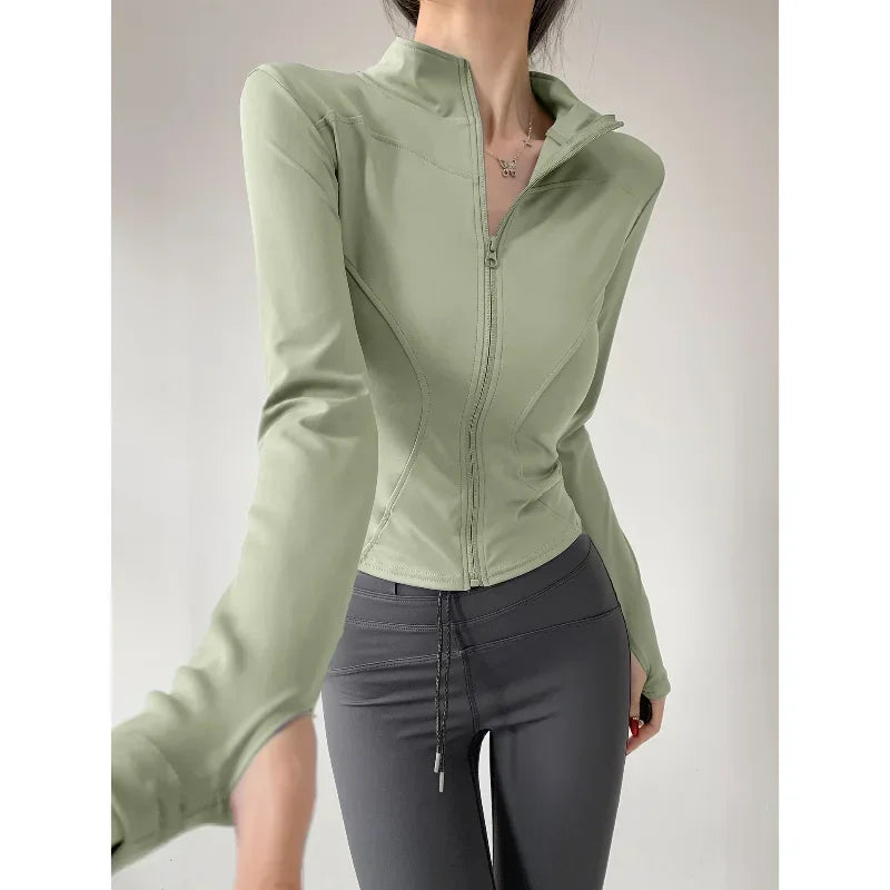 S-3XL Sun Quick Drying Sports Coat Women's Tight Top Yoga Jacket Long Sleeve Zipper Jacket Running Fitness Women's Jacket 