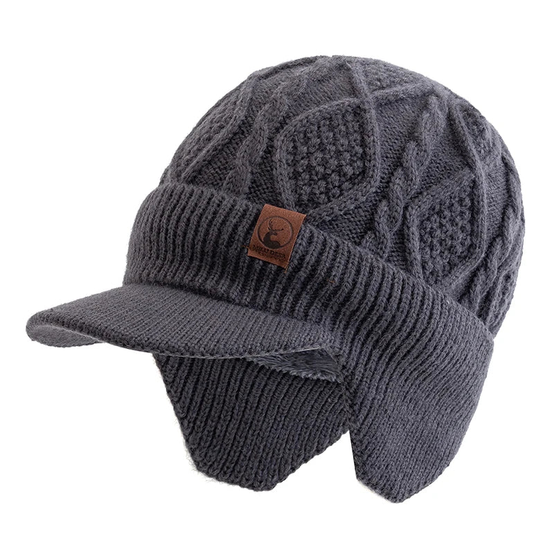 New Unisex Winter Hat Plush Fur Lined Warm Earflap Cap Stylish Soft Beanie Hat  Outdoor Thick Ski Sports Knitted Hat FitiqueFit