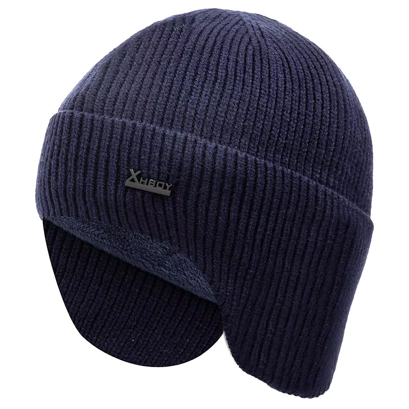 New Men Winter Hat Add Fleece Warm Earflap Cap Stylish Soft Beanie Hat For Male Outdoor Thicken Ski Sports Knitted Hat FitiqueFit