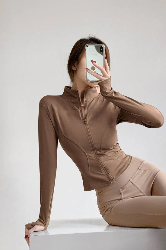 S-3XL Sun Quick Drying Sports Coat Women's Tight Top Yoga Jacket Long Sleeve Zipper Jacket Running Fitness Women's Jacket 