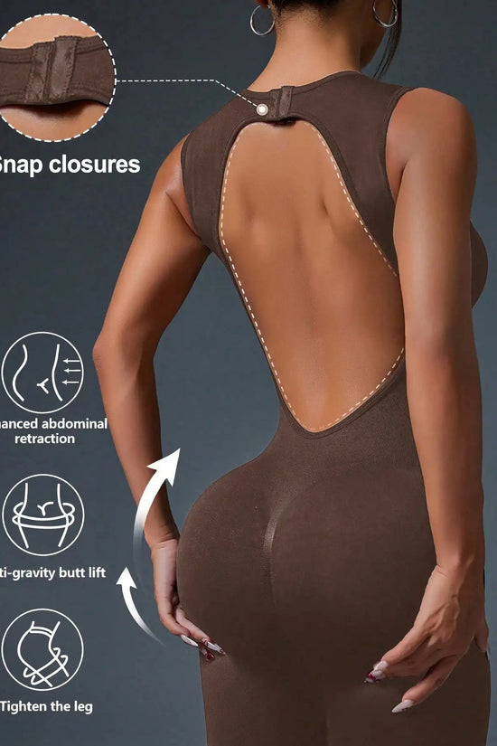🧘‍♀️ Seamless Sleeveless Yoga Jumpsuit with Zipper Closure FitiqueFit