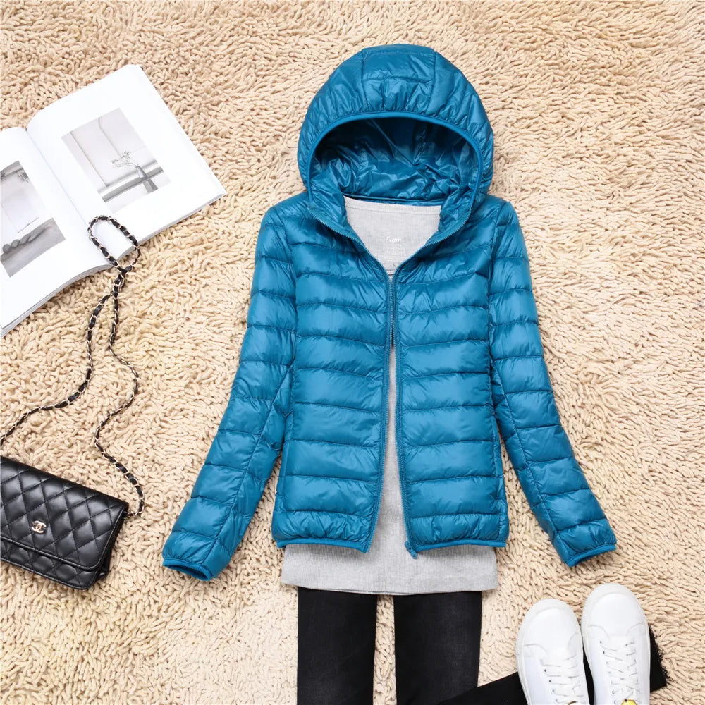 Women Puffer Jacket Lightweight Packable Hooded Down Coats | Diversi