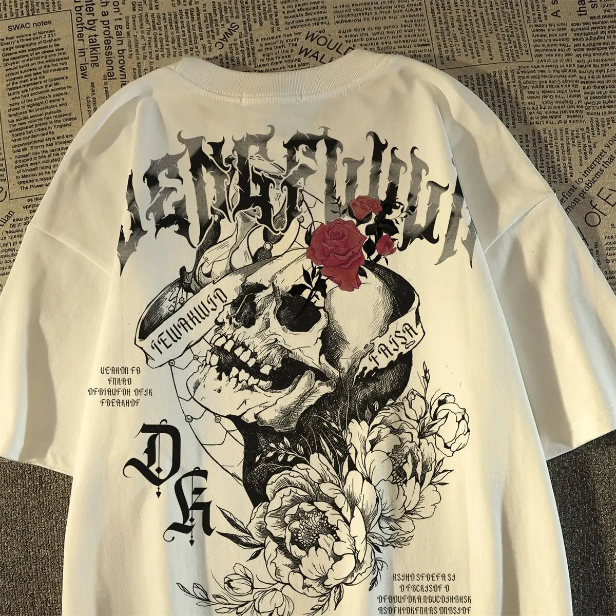 💀 Pure Cotton Retro Skull Print T-Shirt FitiqueFit