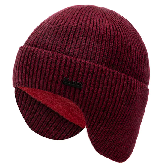 New Men Winter Hat Add Fleece Warm Earflap Cap Stylish Soft Beanie Hat For Male Outdoor Thicken Ski Sports Knitted Hat FitiqueFit