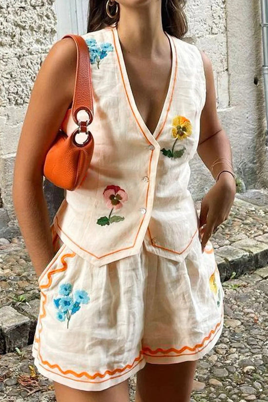 🌸 Vintage Floral Embroidered 2-Piece Summer Set FitiqueFit