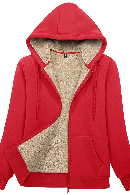MAGCOMSEN Womens Sherpa Lined Fleece Jacket Zip Up Casual Hoodie Winter Warm Thicken Jackets 
