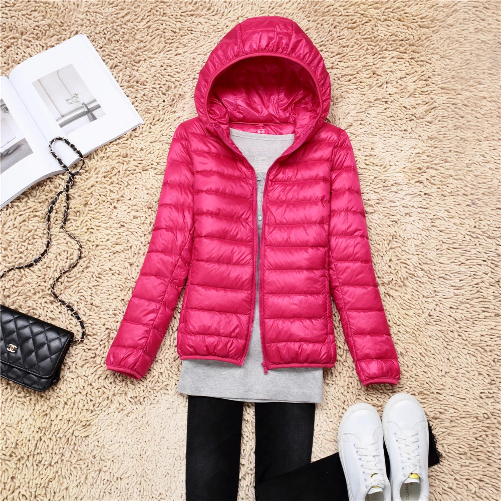 Women Puffer Jacket Lightweight Packable Hooded Down Coats | Diversi