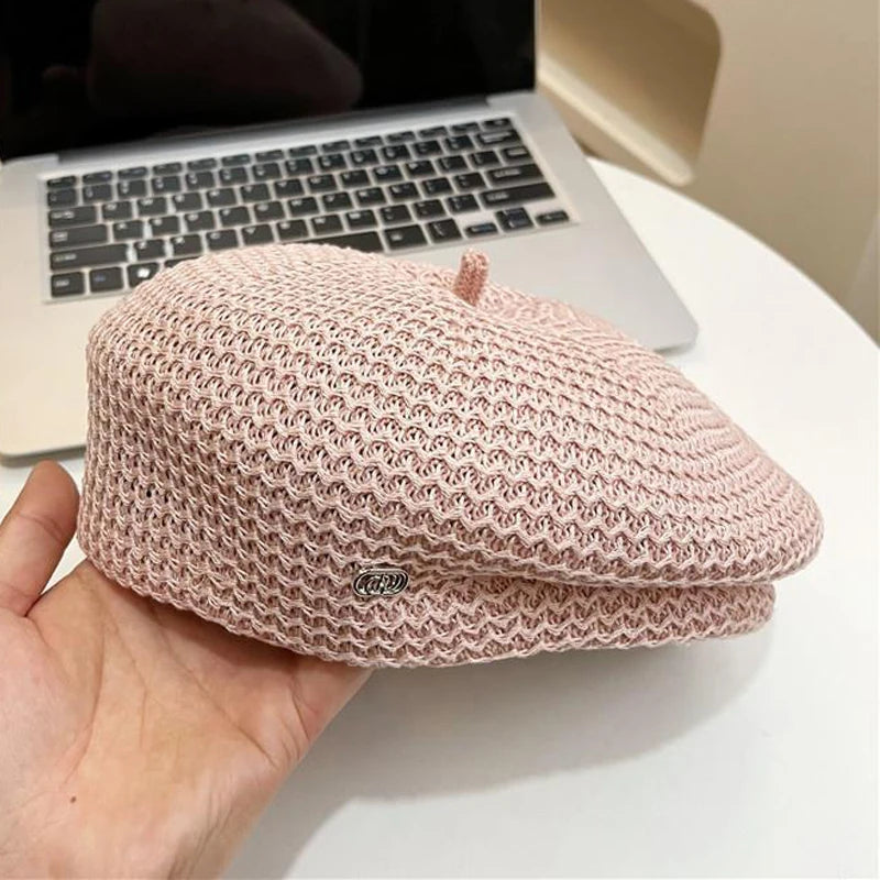 Women’s Pleated Paper Straw Beret FitiqueFit