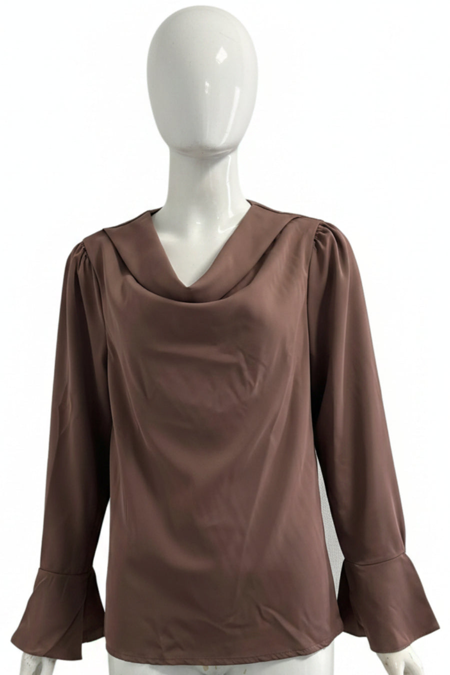 Cowl Neck Trumpet Cuff Blouse 