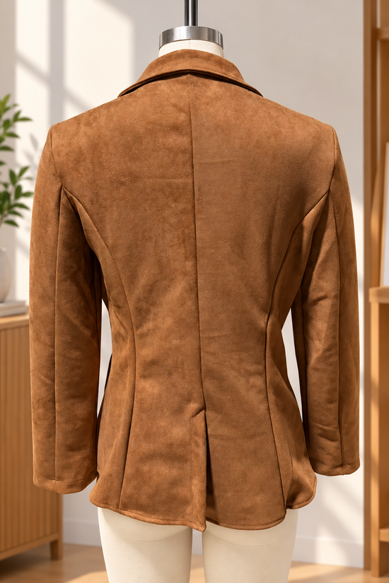 Women's Loose-Fit Faux-Suede Lapel Blazer 