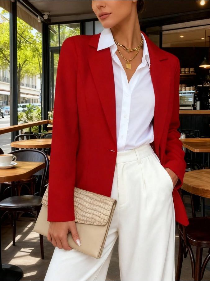 Casual Fashion New Arrival Lapel Collar Long Waist-Cinched Long-Sleeve Blazer 
