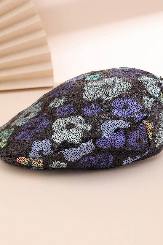 European And American Trendy Fashion Small Sequin Flower Beret, A Versatile Style That Suits All Occasions. A Painter's Hat, Perfect For Outdoor Photography. 