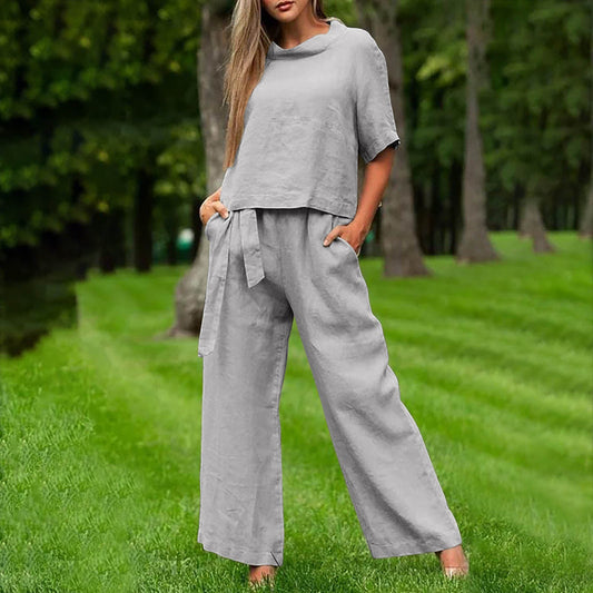 Round-neck Plus-size Womens Casual Two-piece Set, Trendy For Women 