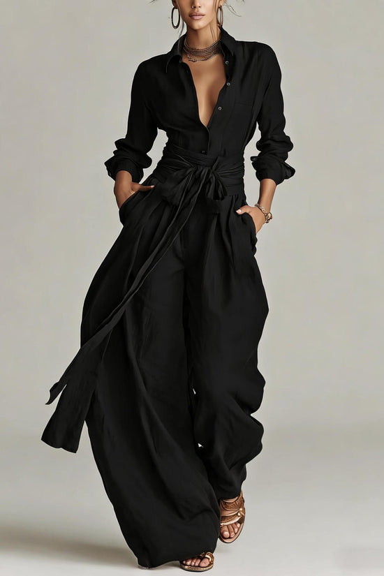 Solid-color High-waisted Short-sleeve Pants Fashion Casual Set 