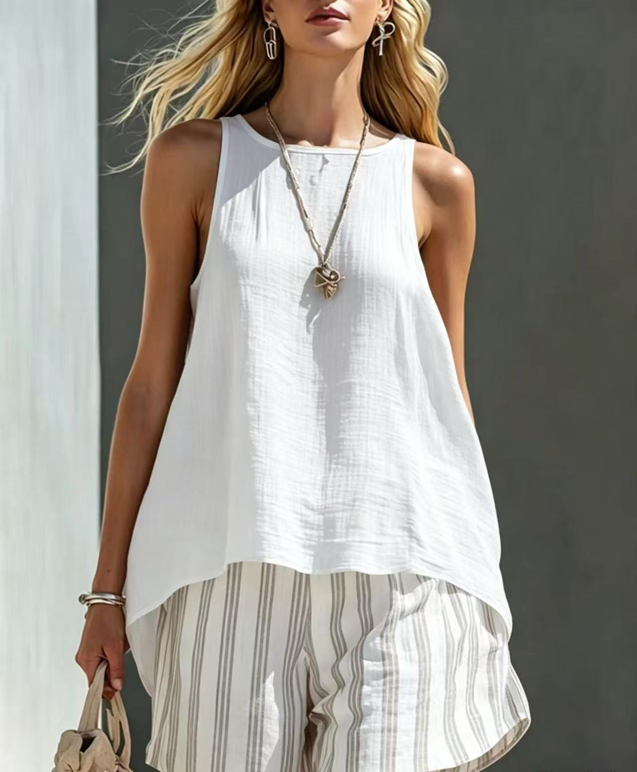 Solid Color V-Neck Long-Sleeve Shirt Womens Loose-Fitting Button-Up Top 