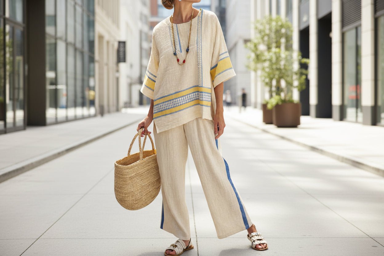 Loose Casual Womens Summer Cross-Border Fashion Beach Vacation Two-Piece Set 