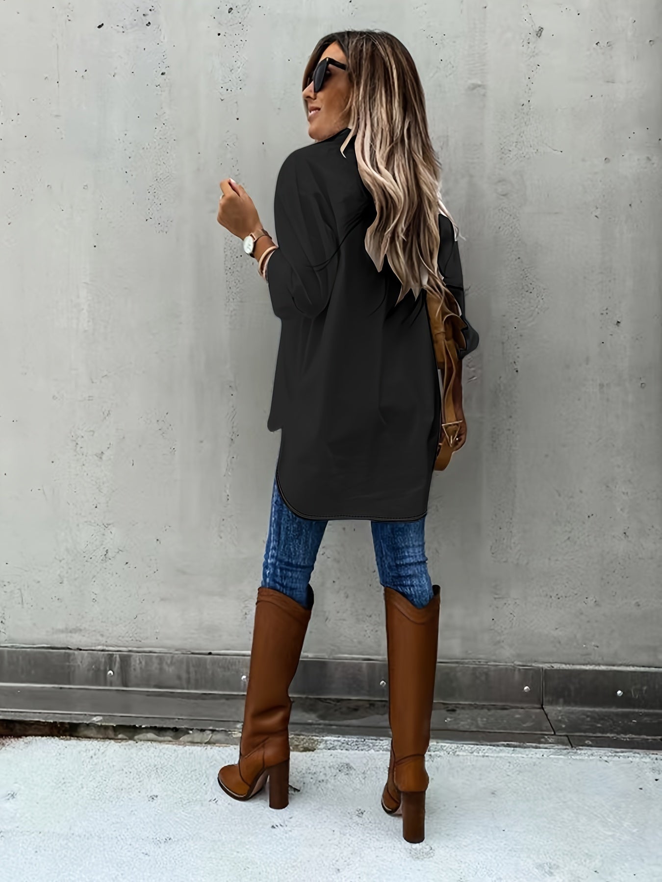 Women’s Casual Long Sleeve Shirt with Pocket CJ US